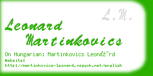 leonard martinkovics business card